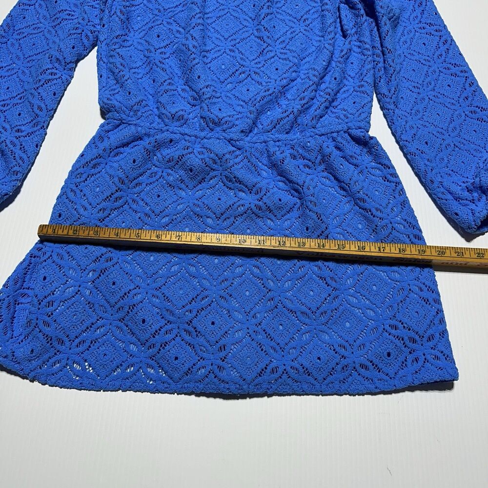 Lilly Pulitzer Lana Skort Romper Dress Blue Thistle Lace Size L Off The Shoulder - Picture 9 of 11
